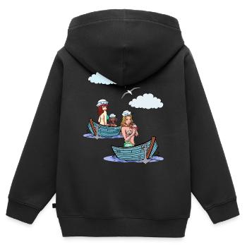 Bateau de mer Bateaux Marin Marin Marins - Sweat Premium à capuche zippé enfant bio - noir - Dos - AI Model Kid Male (0cm)