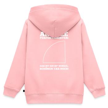 Cauchemar perfectionniste - Angle amusant de 89° - Sweat Premium à capuche zippé enfant bio - rose - Dos - AI Model Kid Female (0cm)