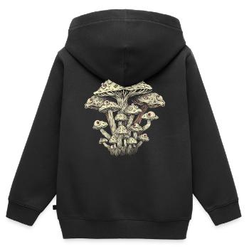 Esthétique Weirdcore Globes oculaires de champignon Strangecore Grung - Sweat Premium à capuche zippé enfant bio - noir - Dos - AI Model Kid Male (0cm)
