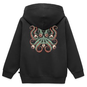 Weirdcore Ästhetischer Oktopus Augäpfel Cthulhu St - Kinder Premium Organic Zip Hoodie - Schwarz - Hinten - AI Model Kid Male (0cm)