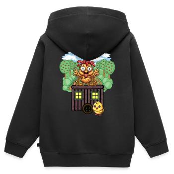 Hühner Huhn Bauwagen Garten Hühnerstall - Kinder Premium Organic Zip Hoodie - Schwarz - Hinten - AI Model Kid Male (0cm)