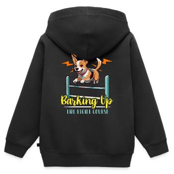 Entraînement à l’agilité canine Aboyer l’amoureux des animaux - Sweat Premium à capuche zippé enfant bio - noir - Dos - AI Model Kid Male (0cm)