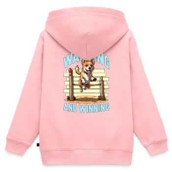 Dog Agility Training Wagging And Winning Dog Sport - Kinder Premium Organic Zip Hoodie - Rosa - Hinten - AI Model Kid Female (0cm)