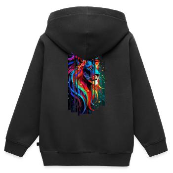 Mehrfarbiger geometrischer Löwe - Kinder Premium Organic Zip Hoodie - Schwarz - Hinten - AI Model Kid Male (0cm)