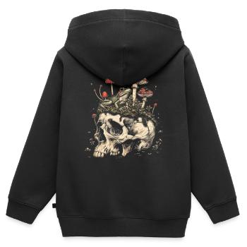 Cottagecore Aesthetic Frog Skull Mushroom Vintage - Kids Premium Organic Zip-up Hoodie - black - Back - AI Model Kid Male (0cm)