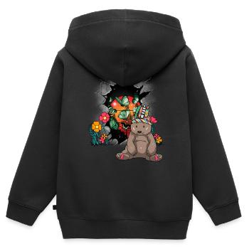 Bär Natur Naturliebhaber Schamane Bären Kinder - Kinder Premium Organic Zip Hoodie - Schwarz - Hinten - AI Model Kid Male (0cm)
