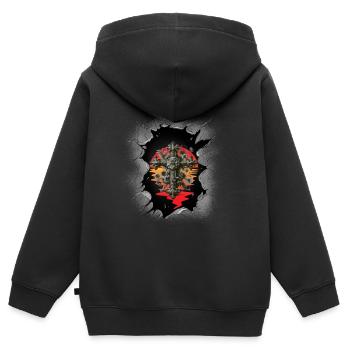 Croix, Croix, Crucifix, Halloween, Occulte, Spirituel - Sweat Premium à capuche zippé enfant bio - noir - Dos - AI Model Kid Male (0cm)