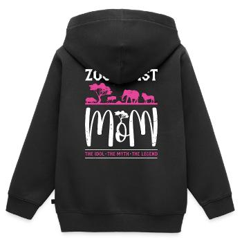 Zoologiste Maman L’idole Le mythe L’ornithologue - Sweat Premium à capuche zippé enfant bio - noir - Dos - AI Model Kid Male (0cm)