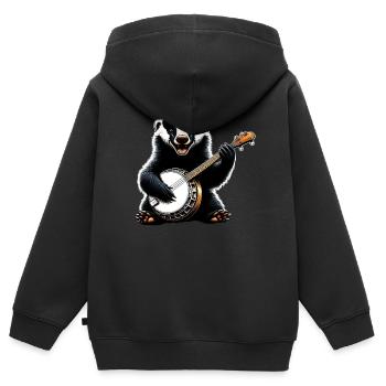 Honey Badger Ratel Joueur de banjo Bluegrass - Sweat Premium à capuche zippé enfant bio - noir - Dos - AI Model Kid Male (0cm)