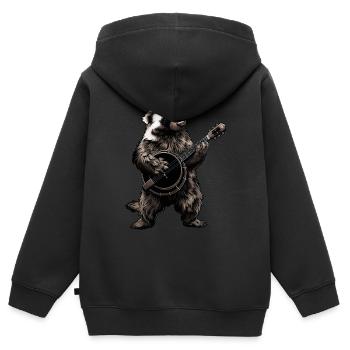 Honey Badger Ratel Joueur de banjo Bluegrass - Sweat Premium à capuche zippé enfant bio - noir - Dos - AI Model Kid Male (0cm)