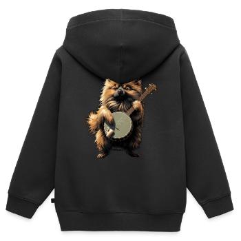 Keeshond Dog Bluegrass Banjo Player - Kids Premium Organic Zip-up Hoodie - black - Back - AI Model Kid Male (0cm)