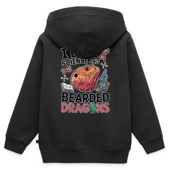 Bearded Dragon Science Student Bearded Dragon Gift - Kids Premium Organic Zip-up Hoodie - black - Back - AI Model Kid Male (0cm)