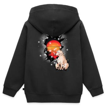 Schaf Schafe Sonnenuntergang Lamm Lämmer Kind - Kinder Premium Organic Zip Hoodie - Schwarz - Hinten - AI Model Kid Male (0cm)