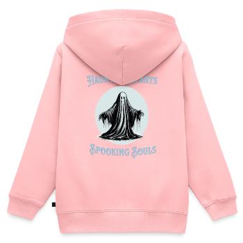 Des cœurs hantés qui effraient les âmes - Sweat Premium à capuche zippé enfant bio - rose - Dos - AI Model Kid Female (0cm)