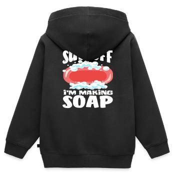 Schäum Ab Ich Mache Seife Lustiger Spruch - Kinder Premium Organic Zip Hoodie - Schwarz - Hinten - AI Model Kid Male (0cm)