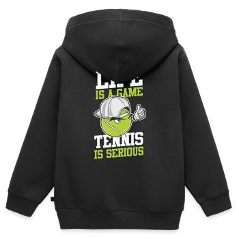 Funny Tennis Player Racket Life Is - Kinder Premium Organic Zip Hoodie - Schwarz - Hinten - AI Model Kid Male (0cm)
