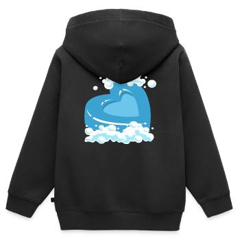 Blaues Herz Mit Schaum Motiv - Kinder Premium Organic Zip Hoodie - Schwarz - Hinten - AI Model Kid Male (0cm)