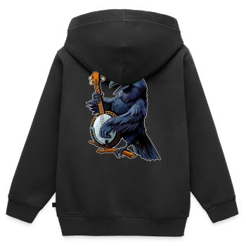 Raven Crow Joueur de banjo bluegrass - Sweat Premium à capuche zippé enfant bio - noir - Dos - AI Model Kid Male (0cm)