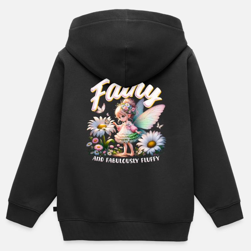 Fée Férocement féerique et fabuleusement moelleuse - Sweat Premium à capuche zippé enfant bio - noir