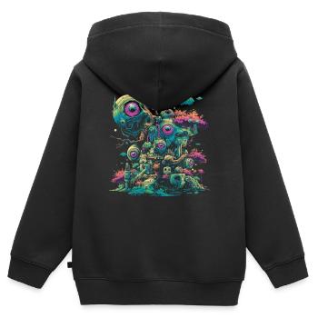 Esthétique bizarre Yeux Globes oculaires Machines Drea - Sweat Premium à capuche zippé enfant bio - noir - Dos - AI Model Kid Male (0cm)
