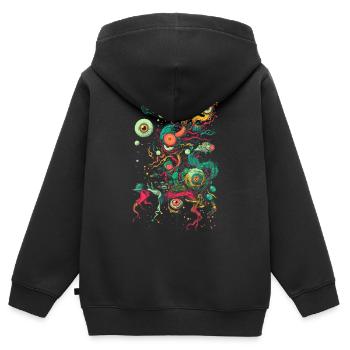 Esthétique bizarrecore Yeux Globes oculaires Branches Dreamcor - Sweat Premium à capuche zippé enfant bio - noir - Dos - AI Model Kid Male (0cm)