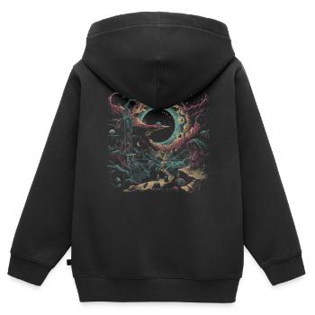 Weirdcore Aesthetic Nightmare Dreamcore - Kids Premium Organic Zip-up Hoodie - black - Back - AI Model Kid Male (0cm)