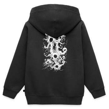Esthétique Weirdcore Brindilles Blanches Globes Oculaires Dreamcore - Sweat Premium à capuche zippé enfant bio - noir - Dos - AI Model Kid Male (0cm)
