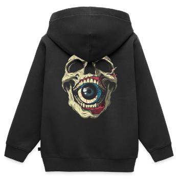 Esthétique Weirdcore Crâne Globe oculaire Creepy S - Sweat Premium à capuche zippé enfant bio - noir - Dos - AI Model Kid Male (0cm)