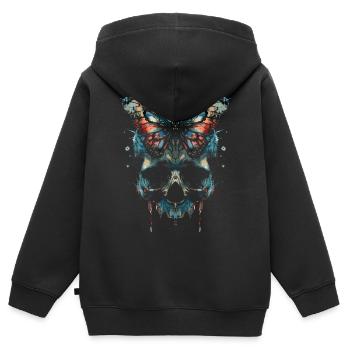 Weirdcore Aesthetics Skull Butterfly Strangeco - Kids Premium Organic Zip-up Hoodie - black - Back - AI Model Kid Male (0cm)