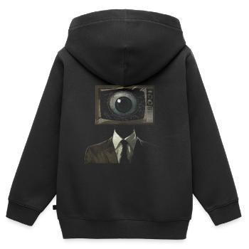 Weirdcore Ästhetik TV Mann Augapfel Grunge Strange - Kinder Premium Organic Zip Hoodie - Schwarz - Hinten - AI Model Kid Male (0cm)