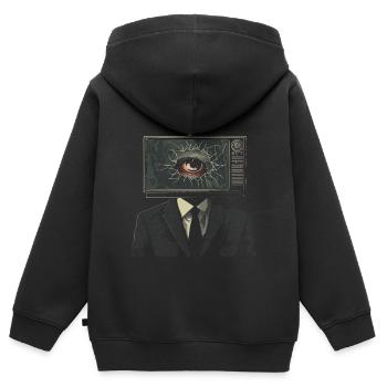 Weirdcore Ästhetik TV Mann Augapfel Grunge Strange - Kinder Premium Organic Zip Hoodie - Schwarz - Hinten - AI Model Kid Male (0cm)