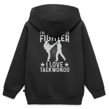 Je suis un combattant de taekwondo - Sweat Premium à capuche zippé enfant bio - noir - Dos - AI Model Kid Male (0cm)