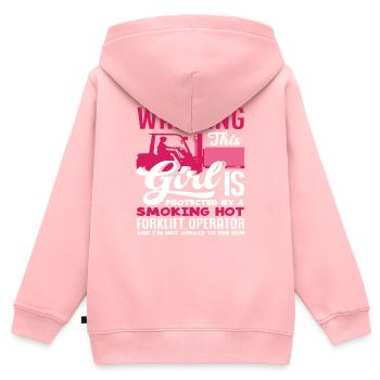 Achtung! Beschützt Von Einem Heißen - Kinder Premium Organic Zip Hoodie - Rosa - Hinten - AI Model Kid Female (0cm)