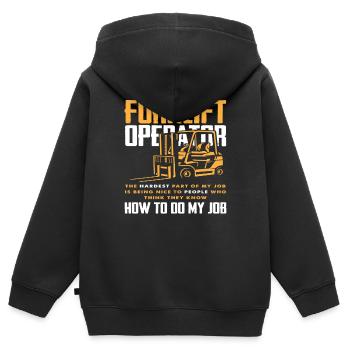 Forklift Driver Job Difficult Part - Kids Premium Organic Zip-up Hoodie - black - Back - AI Model Kid Male (0cm)