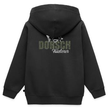 Dorsch Flüsterer - Kinder Premium Organic Zip Hoodie - Schwarz - Hinten - AI Model Kid Male (0cm)