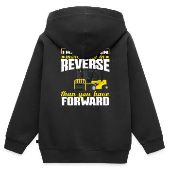 I drove more backwards - Kids Premium Organic Zip-up Hoodie - black - Back - AI Model Kid Male (0cm)