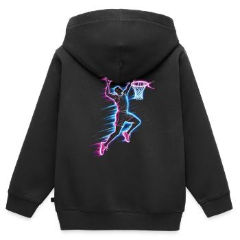 Basketball, Basketballer, Basketballspieler, Dunk - Kinder Premium Organic Zip Hoodie - Schwarz - Hinten - AI Model Kid Male (0cm)