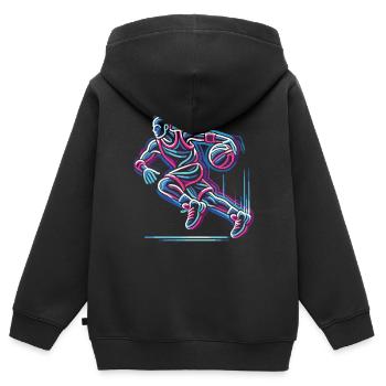 Basketball, basketteurs, basketteurs - Sweat Premium à capuche zippé enfant bio - noir - Dos - AI Model Kid Male (0cm)