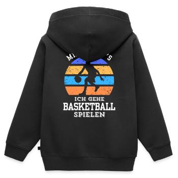 T-shirt de basket-ball B-ball Dunking Rebound Player - Sweat Premium à capuche zippé enfant bio - noir - Dos - AI Model Kid Male (0cm)
