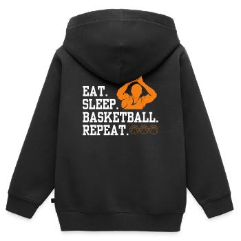 T-shirt de basket-ball B-ball Dunking Rebound Player - Sweat Premium à capuche zippé enfant bio - noir - Dos - AI Model Kid Male (0cm)