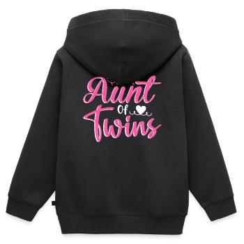 Proud Aunt of Twins Baby Pregnancy Announcement - Kinder Premium Organic Zip Hoodie - Schwarz - Hinten - AI Model Kid Male (0cm)