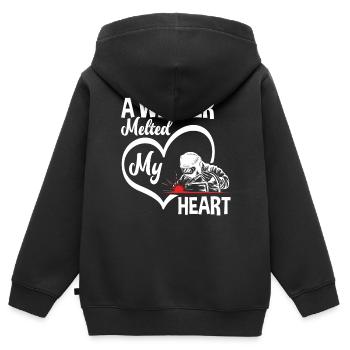 Un soudeur m’a fait fondre le cœur - Sweat Premium à capuche zippé enfant bio - noir - Dos - AI Model Kid Male (0cm)