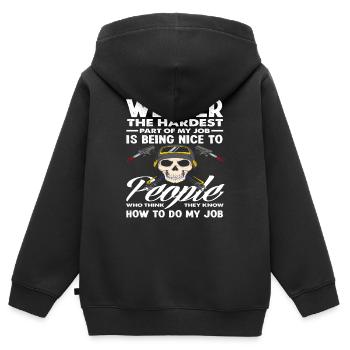 Schweißer Die Härteste Teil Meiner Aufgabe Ist - Kinder Premium Organic Zip Hoodie - Schwarz - Hinten - AI Model Kid Male (0cm)