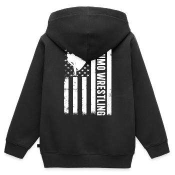 Lutte de sumo Lutteur de sumo - Sweat Premium à capuche zippé enfant bio - noir - Dos - AI Model Kid Male (0cm)