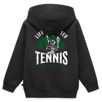 Funny Tennis Player Racket Life Is - Kinder Premium Organic Zip Hoodie - Schwarz - Hinten - AI Model Kid Male (0cm)