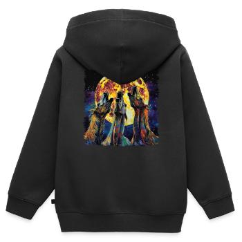 Appaloosa Pferd Howling Moon - Kinder Premium Organic Zip Hoodie - Schwarz - Hinten - AI Model Kid Male (0cm)