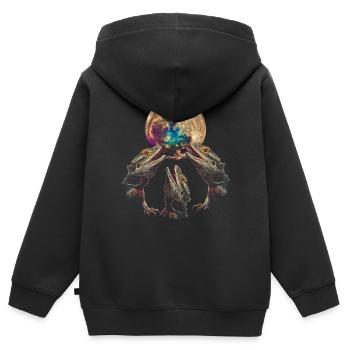 Bartagame Eidechse Heulender Mond - Kinder Premium Organic Zip Hoodie - Schwarz - Hinten - AI Model Kid Male (0cm)