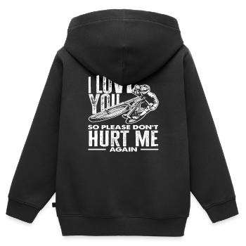 Ich Liebe Dich Bitte Verletzt Mich Nicht Wieder - Kinder Premium Organic Zip Hoodie - Schwarz - Hinten - AI Model Kid Male (0cm)