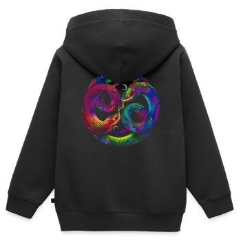 Schlange Reptil Popart - Kinder Premium Organic Zip Hoodie - Schwarz - Hinten - AI Model Kid Male (0cm)