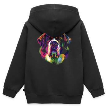 Chien de Saint-Bernard Popart - Sweat Premium à capuche zippé enfant bio - noir - Dos - AI Model Kid Male (0cm)